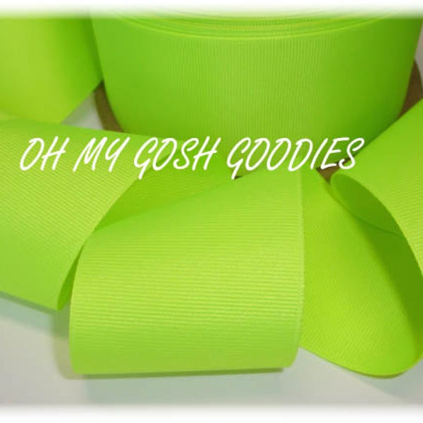 SOLID NEON YELLOW Grosgrain Ribbon Hairbow Supplies -  7/8"  2 1/4"  width - 5 Yards - Oh My Gosh Goodies Ribbon