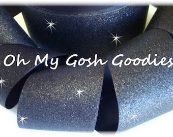 1, 2, 3, 4 & 5 Meter - SUPER SPARKLE BLACK Glitter Cheer Tick Tock Ripsband Haarschleife Zubehör - 3 "- Oh My Gosh Goodies