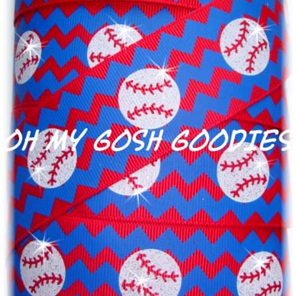 GLITTER CHEVRON BASEBALL Softballl grosgrain ribbon  - 7/8" and 1.5" - 5 Yards - Oh My Gosh Goodies Ribbon