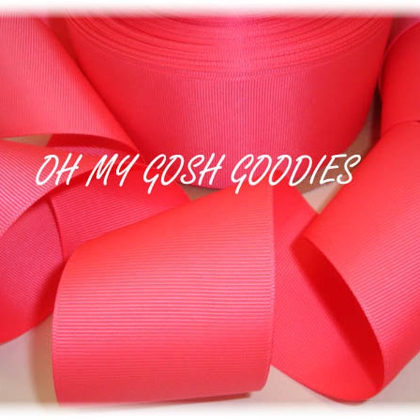 SOLID NEON PINK Grosgrain Ribbon Hairbow Supplies - 7/8" - 1.5" - 3"  width - 5 Yards - Oh My Gosh Goodies Ribbon