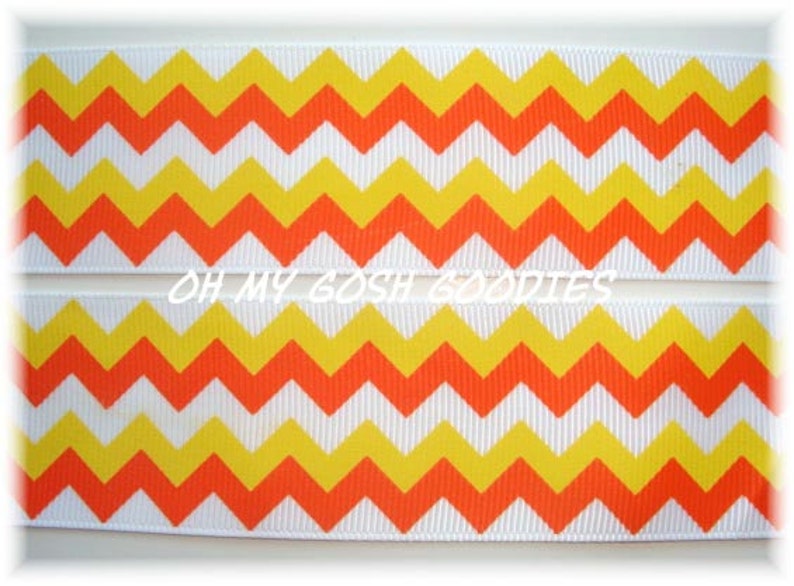 Orange & White Chevron Grosgrain Craft Ribbon 1.5" X 120 Yards