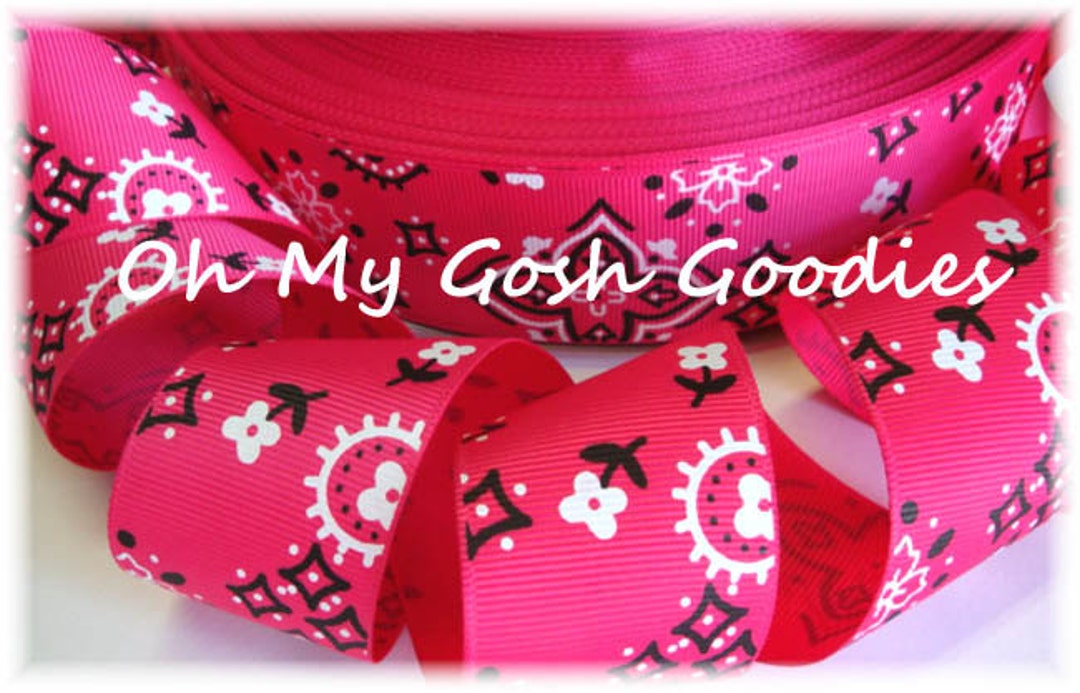 SHOCKING PINK Cowboy BANDANA Grosgrain Ribbon - 1.5