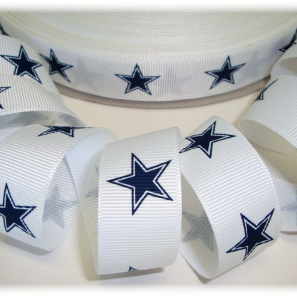 5 YARDS or 25 YARDS - Royal Star Dallas Cowboy - 7/8" Grosgrain Ribbon - Oh My Gosh Goodies