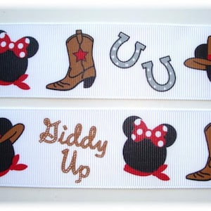 GIDDY Up COWBOY MICKEY grosgrain ribbon - 7/8&quot; width - 5 Yards - Oh My Gosh Goodies Ribbon
