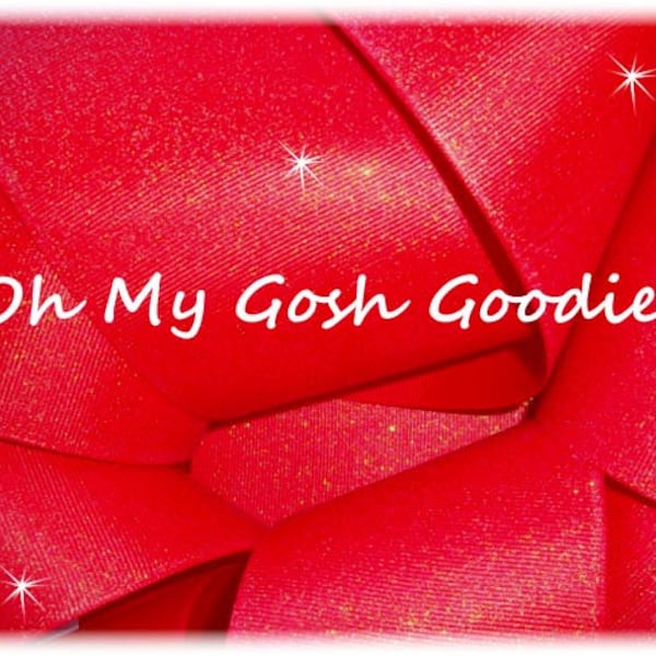 Last One - GLITTER RED CHEER Grosgrain Ribbon Hairbow Supplies - 3" Width - 4 Yards - Oh My Gosh Goodies