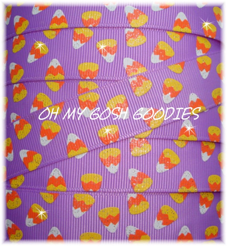 GLITTER CANDY CORN Orchid Halloween Grosgrain Ribbon 7/8 5 Etsy