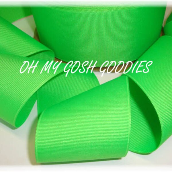 SOLID NEON LIME Grosgrain Ribbon Hairbow Supplies - 3/8" - 1.5" - 3"  width - 5 Yards - Oh My Gosh Goodies Ribbon