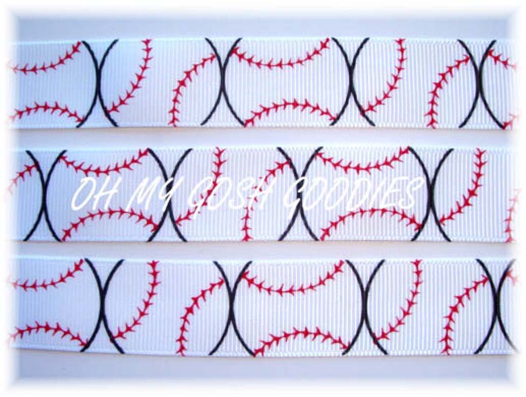 5 Yards or 25 Yards - BASEBALL TEAM STITCH Grosgrain Ribbon - 7/8