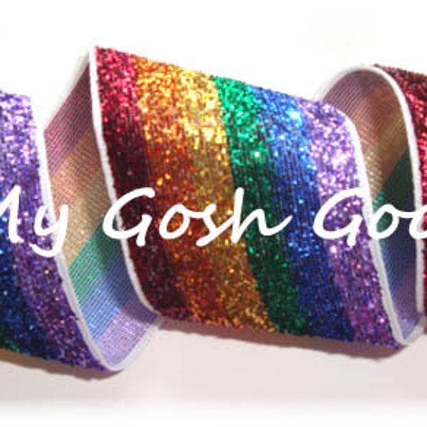 RAINBOW METALLIC GLITTER Sparkle  7/8" - 14 Yards - Oh My Gosh Goodies Ribbon