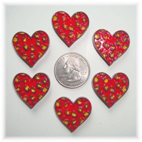 Set di 6 pezzi o 50 pezzi in saldo per centro fiocco per capelli a forma di cuore di LEOPARDO di San Valentino - Resine Oh My Gosh Goodies