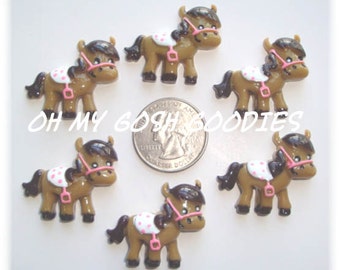 6 Piece or 50 Piece Bulk Lot Sale Set CUTEST COWGIRL PONY Hairbow Centers - Oh My Gosh Goodies Resins