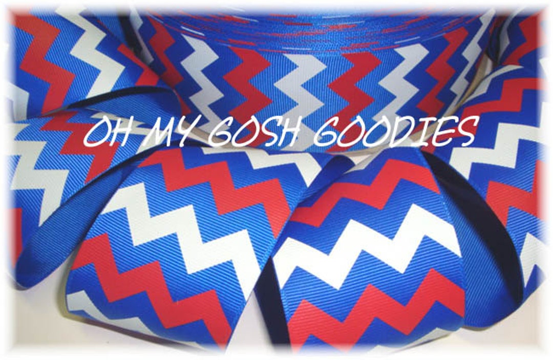 Red Cheer Ribbon Last 3 - CHEER TEAM CHEVRON Royal Red White Grosgrain Ribbon 3