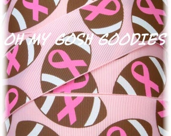 MEDVETENHET OM BRÖSTCANCER Fotboll Rosa grosgrainband - 3,8 cm - 5 meter - Oh My Gosh Goodies Ribbon