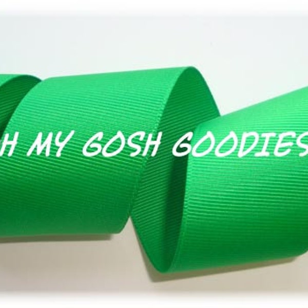 SOLID GREEN CHEER Grosgrain Ribbon Hairbow Supplies - 1.5" - 2 1/4" - 3" de largeur - 5 Yards - Oh My Gosh Goodies Ribbon