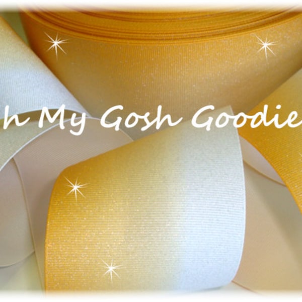 GLITTER Yellow GOLD OMBRE Cheer Grosgrain Ribbon Hairbow Supplies - 3" Width - 5 Yards - Oh My Gosh Goodies