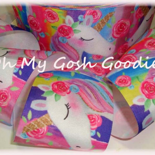 ROSEBUDS & UNICORNS Grosgrain Ribbon Hairbow Supplies - 3" Width - 5 Yards - Oh My Gosh Goodies