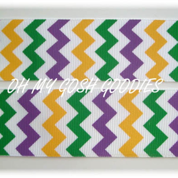 CHEVRON DE MARDI GRAS Ruban Grosgrain blanc 1.5 », 3 » - 5 Yards - Oh My Gosh Goodies Ribbon