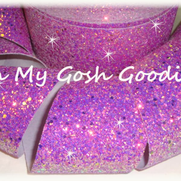 2 Yards (4 - 1/2 Yard Rolls ) - CHUNKY Glitter NEON PINK Cheer Tic Toc Ribbon Hairbow Supplies - 3" Width - Oh My Gosh Goodies