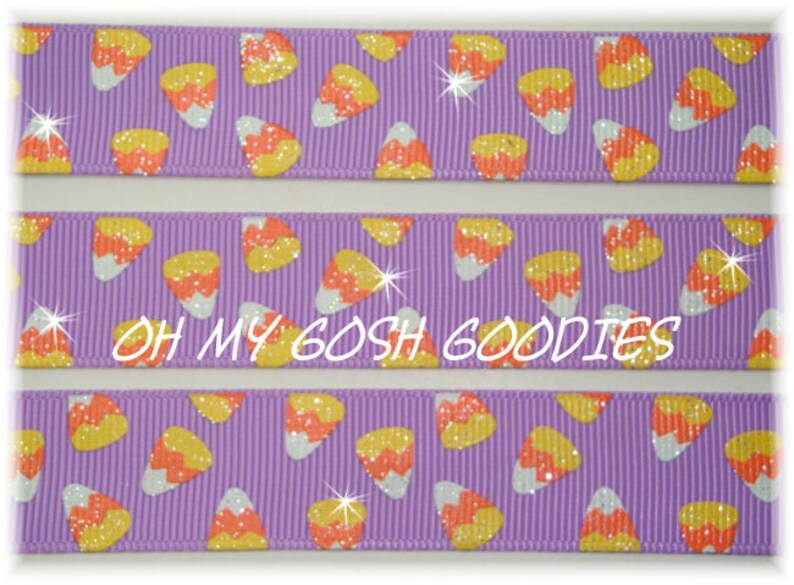 GLITTER CANDY CORN Orchid Halloween Grosgrain Ribbon 7/8 5 Etsy
