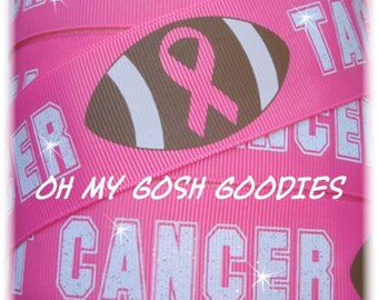 TACKLA MEDVETENHET BRÖSTCANCER FOTBOLLS GROSGRAN-BAND - 18 cm & 4,5 cm - 5 meter - Oh My Gosh Goodies Ribbon