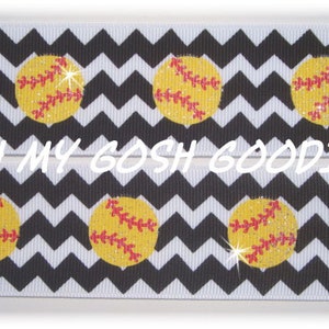 CHEVRON GLITTER SOFTBALL & Baseball grosgrain ribbon  -  3" - 5 Yards - Oh My Gosh Goodies Ribbon
