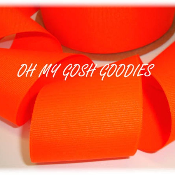 SOLID NEON ORANGE Grosgrain Ribbon Hairbow Supplies - 3/8" - 1.5" - 2 1/4" - 3"  width - 5 Yards - Oh My Gosh Goodies Ribbon