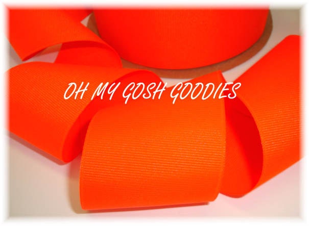 SOLID NEON ORANGE Ripsband Haarschleife Zubehör - 3/20, 2 1/4, 3 Zoll Breite, 5 Meter - Oh My Gosh Goodies Ribbon