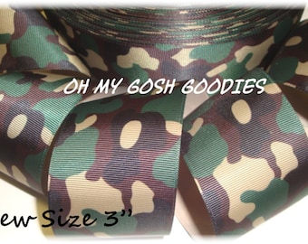 MILITARY GREEN CAMO Ripsband - 3/8&quot;, 3 &quot; - 5 Meter - Oh mein Gott Goodies Band