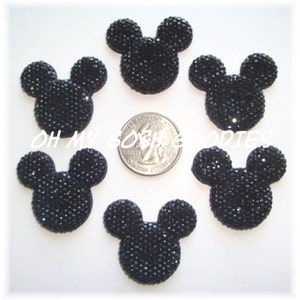 6 Piece Set BLACK MINNIE BLING Hairbow Centers - Oh My Gosh Goodies Resins