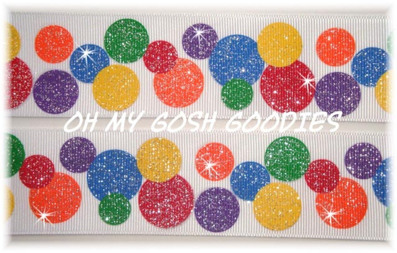 RAZZLE DAZZLE GLITTER Primary Dots Grosgrain Ribbon 1.5 | Etsy