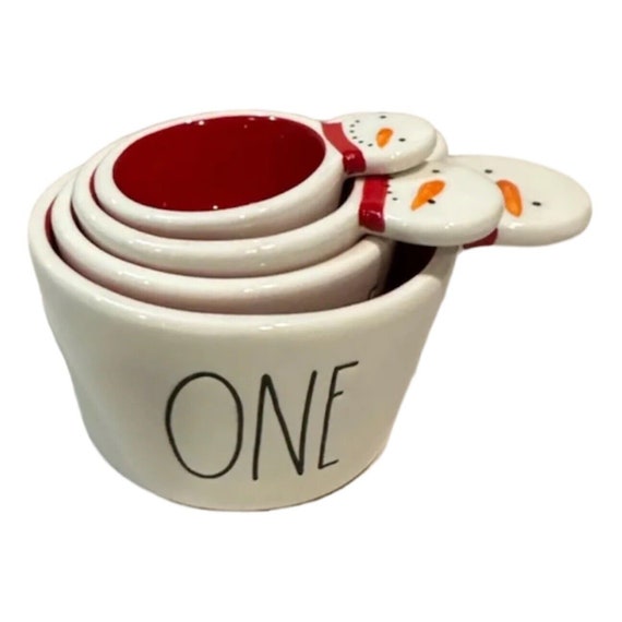 Rae Dunn MEASURING CUP Set SNOWMEN Snowman Christmas Set of 4 New