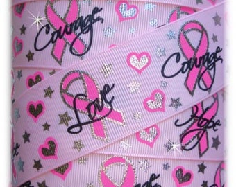 Bröstcancermedvetenhetsband Rosa grosgrainband - 3,8 cm - 5 meter - Oh My Gosh Goodies Ribbon
