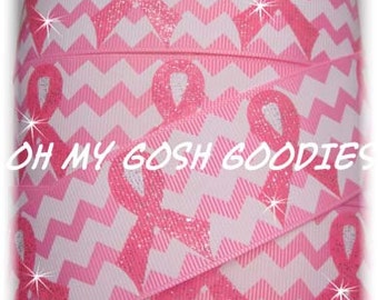 Twinkle Glitzer Chevron BRUSTKREBS BEWUSSTSEIN Ripsband - 1.5 &quot;, 6 1/4&quot; - 5 Yards - Oh My Gosh Goodies Ribbon