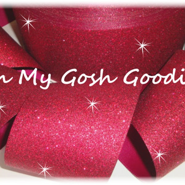 SUPER SPARKLE MAROON Glitter Cheer Tick Tock Grosgrain Ribbon Hairbow Supplies - 3" Width 5 Yards - Oh My Gosh Goodies