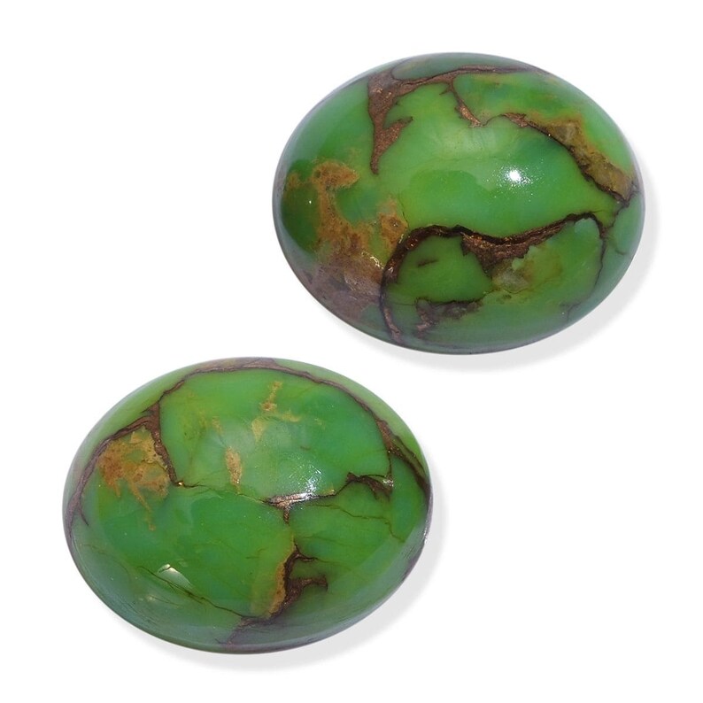 Green Mojave Turquoise Oval Cabochon Loose Gemstones Set of 2 1A Quality 10x8mm TGW 4.50 cts.