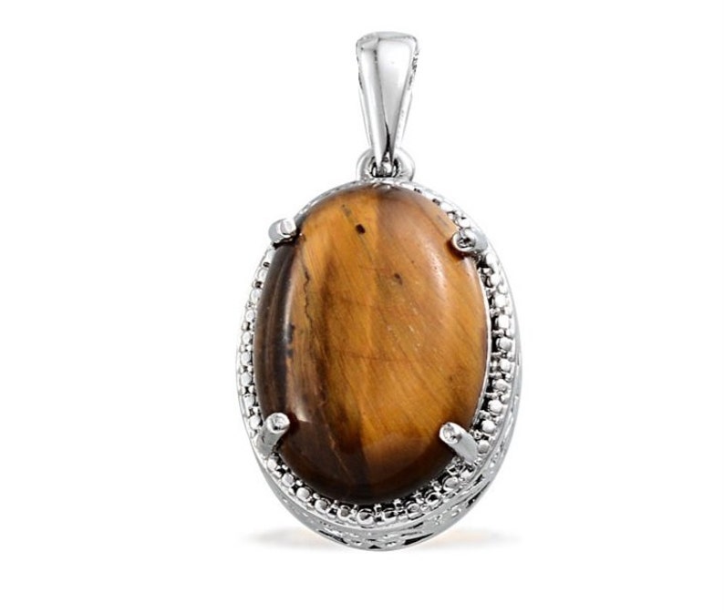 South African Tigers Eye Pendant in Platinum Bond Brass ...