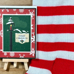 Classico Buon Natale con lampione innevato / Biglietto d'auguri natalizi fatto a mano / Interno vuoto / A2, 4,25" x 5,5"