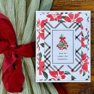 Encuéntrame bajo el muérdago - Blanco y negro / Tarjeta de felicitación navideña única y hecha a mano / Navidad romántica / A2 - 4,25" x 5,5" / Interior en blanco