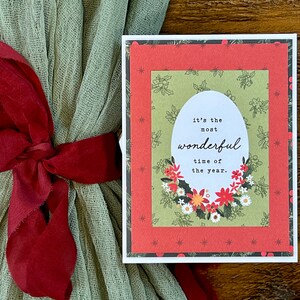Het is de mooiste tijd van het jaar - Felgroen | Unieke, handgemaakte kerstkaart | A2 - 4,25 x 5,5 inch | Blanco binnenkant