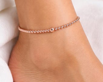 Tobillera de cobre macizo con cuentas de cobre crudo para artritis y articulaciones