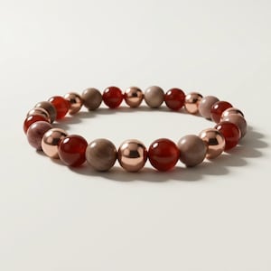 Pulseira para alívio da artrite e reumatismo | Joias artesanais com pedras preciosas | Pulseira de cobre | Presente para cura com cristais | Cornalina Rodonita Cobre