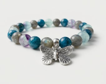 Arthritis & Rheumatism Support Bracelet | Handmade Gemstone Jewellery | Crystal Healing Gift | Labradorite Apatite Fluorite