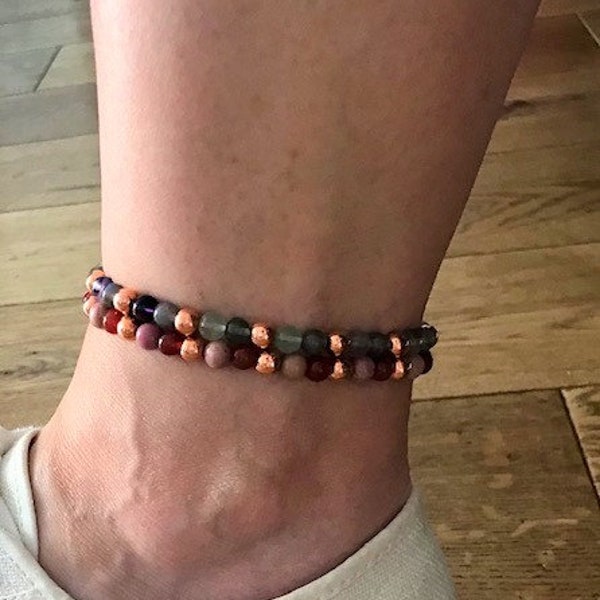 Arthritis & Rheumatism Relief Crystal Copper Healing Gemstone Ankle Bracelet Anklet Amelie Hope Crystals Power Bead