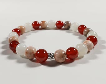 Sacral Chakra Bracelet | Handmade Gemstone Jewellery | Crystal Healing Gift | Moonstone Sunstone Carnelian
