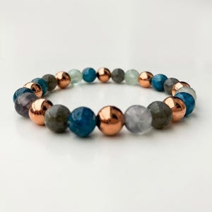 Arthritis & Rheumatism Relief Bracelet | Handmade Gemstone Jewellery | Copper Bracelet | Crystal Healing Gift | Blue Apatite Labradorite