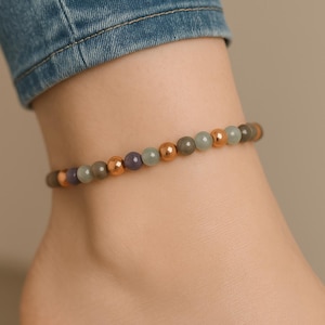 Arthritis & Rheumatism Relief Crystal Copper Healing Gemstone Ankle Bracelet Anklet Amelie Hope Crystals Power Bead