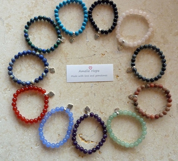Gemstone Crystal Healing Star Sign Zodiac Bracelets Power Bead