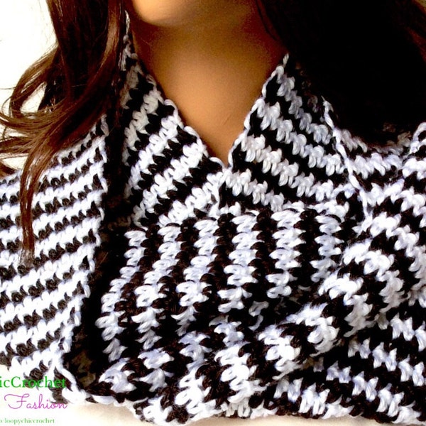 Houndstooth Crochet Infinity Scarf | Roll Tide Game Day Fashion | Gift for College Football Fan | Warm Winter Scarf for Women | Gift for Her