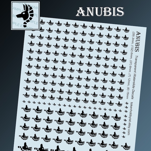Waterslide Decals for Tabletop Minis Roleplaying and Gaming Anubis 4.25" x 5.5"