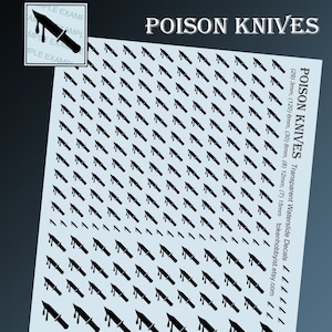 Calcomanías y transferencias al agua para miniaturas de mesa, juegos de rol, juegos de guerra y pintura: cuchillos venenosos